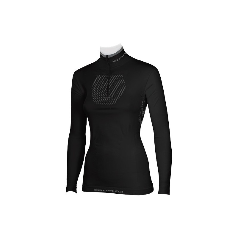 Sportful 2nd Skin Thermic 250 Langermet Høy Krage T-skjorte med Zip (Lady) svart